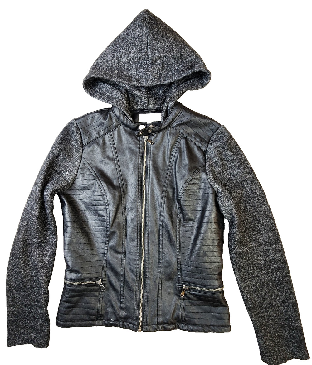Charlotte Russe Biker Jacket Size Small Black Sweater Jacket Hooded